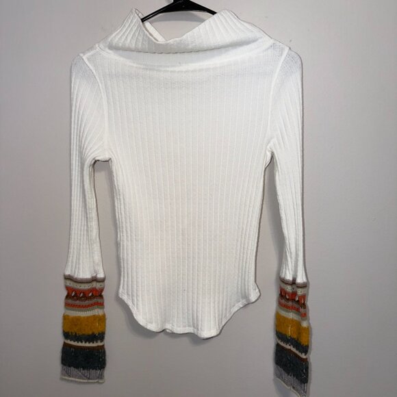 Free People All in Cuff Womens Ribbed Turtleneck Top Size Small Boho Layering - Picture 7 of 7